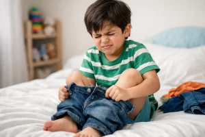 Mamá no quiero ponerme los pantalones, Practi Kids la hiper-reactividad táctil